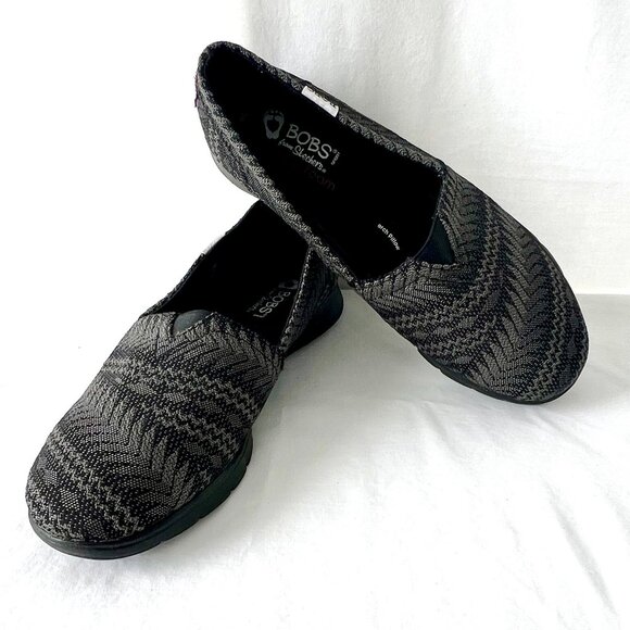 Bobs From Skechers Memory Foam Slip On Black & Gray Shoes, Size 9W, EC! - Picture 5 of 11